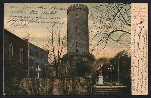 AK Bielefeld, Sparrenburg mit Kurfürsten-Denkmal