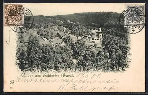 AK Schierke i. H., Ortsansicht aus der Vogelschau