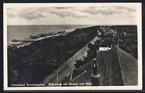 AK Brunshaupten /Ostsee, Bülowweg mit Strand und Meer