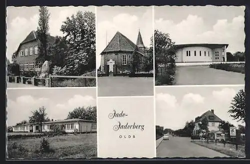 AK Jade-Jaderberg /Oldb., Strassenpartie, Flachgebäude, Kirche