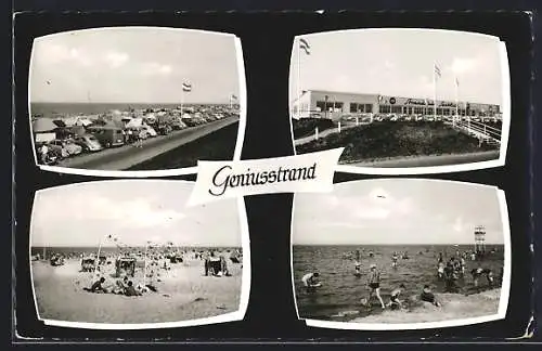 AK Wilhelmshaven-Voslapp, Geniusstrand, Strandpartien, Gaststätte Strandhaus Seeblick, Camping