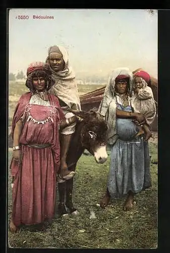 AK Bédouines, Beduinen mit einem Esel, arabische Volkstypen