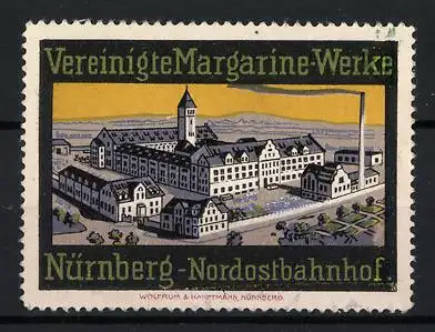 Reklamemarke Vereinigte Margarine-Werke Nürnberg, Fabrikansicht