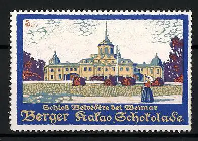 Künstler-Reklamemarke Sigmund von Suchodolski, Weimar, Schloss Belvedere, Berger Kakao & Schokolade