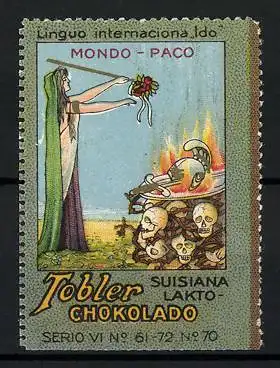 Reklamemarke Tobler Suisiana Lakto-Chocolado, Mondo-Paco, Totenschädel, Ser. VI, No. 70