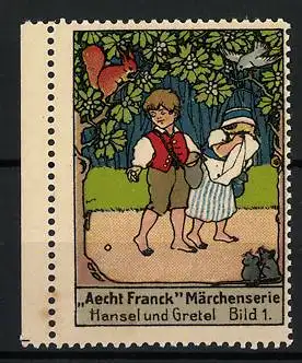 Reklamemarke Aecht Franck Kaffeezusatz, Märchenserie Hänsel & Gretel, Bild 1