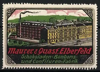 Reklamemarke Elberfeld, Maurer & Quast, Schokoladen-, Bonbons- und Confitürenfabrik