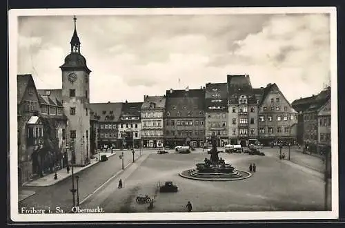 AK Freiberg / Sa., Blick von oben auf den Obermarkt