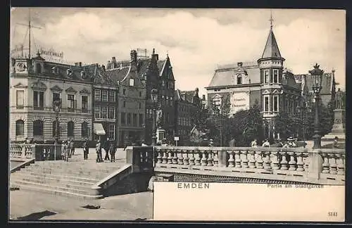 AK Emden / Ostfriesland, Partie am Stadtgarten