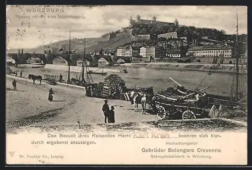 AK Würzburg, Festung mit der alten Mainbrücke