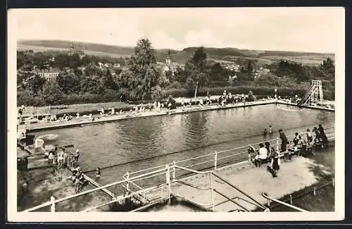 AK Sondershausen / Thüringen, Bergbad Sonnenblick mit Blick ins Land