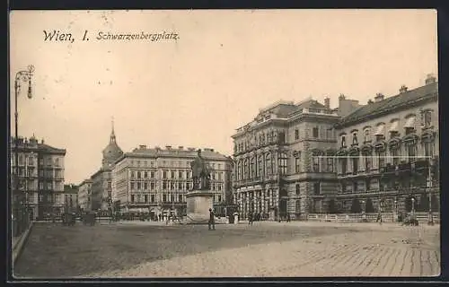 AK Wien, Schwarzenbergplatz mit Denkmal