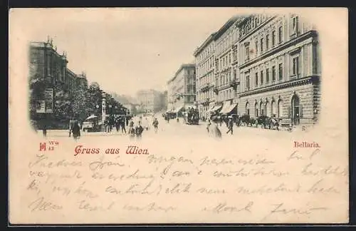 AK Wien, Bellariastrasse mit Passanten