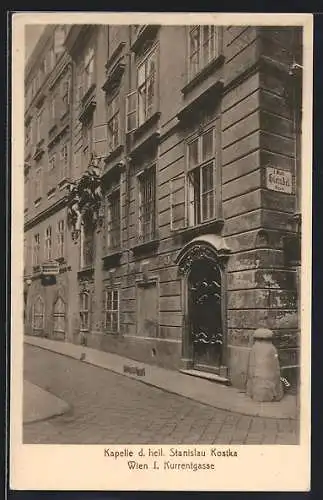 AK Wien, Kurrentgasse mit Kapelle d. heil. Stanislau Kostka