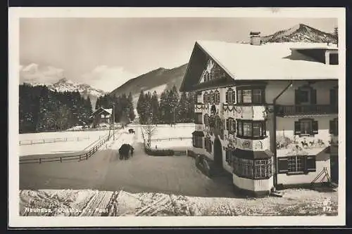 AK Neuhaus / Schliersee, Das Gasthaus zur Post im Schnee