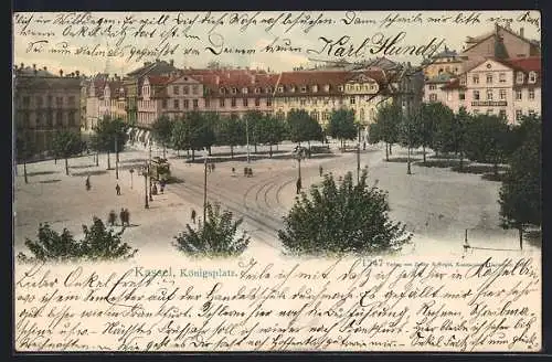 AK Kassel, Strassenbahn auf dem Königsplatz