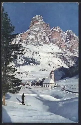 AK Corvara, Dolomitenpanorama im Winter