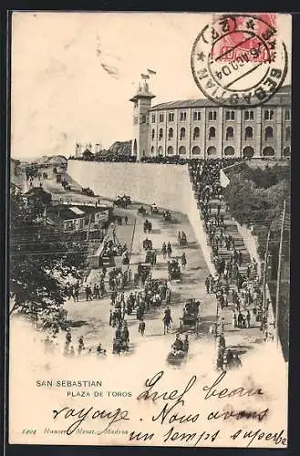 AK San Sebastian, Plaza de Toros aus der Vogelschau