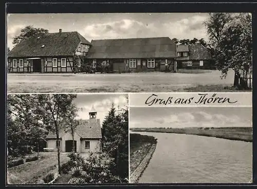 AK Thören /Lüneburger Heide, Ortsansicht mit Fluss