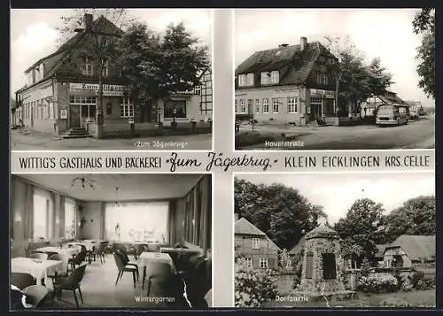 AK Klein Eicklingen, Ortsansichten u. Wittigs Gasthaus u. Bäckerei Zum Jägerkrug