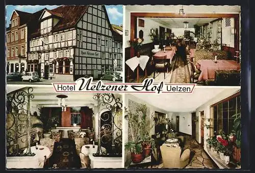 AK Uelzen /Hann., Das Hotel Uelzener Hof mit Speise- und Gesellschaftsraum