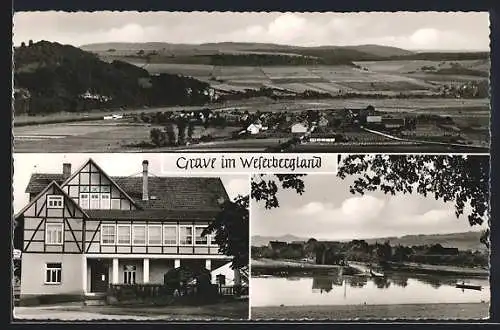 AK Grave /Weserbergland, Gasthaus-Pension zur Weser H. Räker, Gesamtansicht