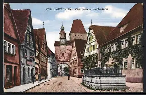 AK Rothenburg o. Tbr., Rödergasse mit Markusturm