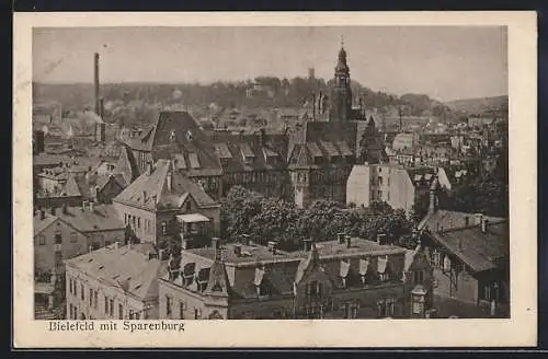 AK Bielefeld, Teilansicht mit Sparenburg von oben