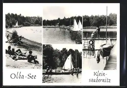 AK Kleinsaubernitz, Olba-See, Badefreuden, Boote am Steg