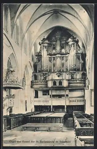 AK Salzwedel, Orgel und Kanzel der St. Marienkirche