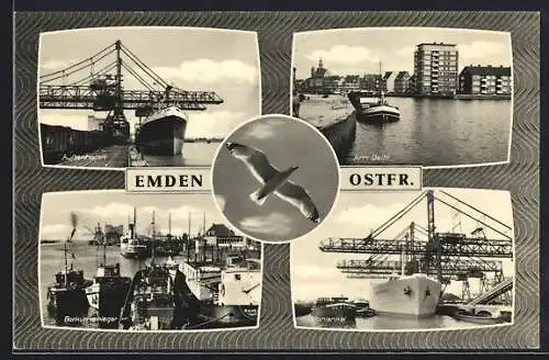 AK Emden /Ostfr., Aussenhafen, Am Delft, Borkumanleger, Kohlenkai