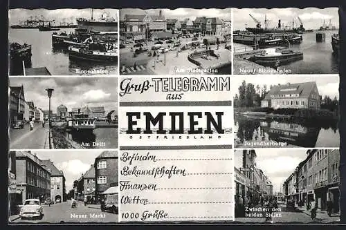 AK Emden / Ostfriesland, Binnenhafen, Jugendherberge, Am Delft, Am Stadtgarten