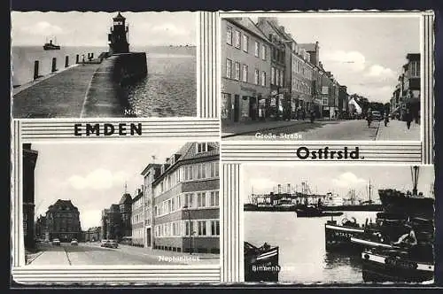 AK Emden / Ostfriesland, Mole, Grosse Strasse, Neptunhaus, Binnenhafen