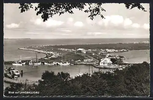 AK Langballigau, Strandbad und Hafen aus der Vogelschau