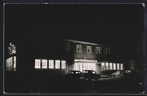 AK Plön am See, Hotel und Restaurant Fegetasche bei Nacht