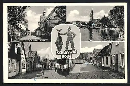 AK Schleswig, St. Johannis-Kloster, Dom, Strassenpartie