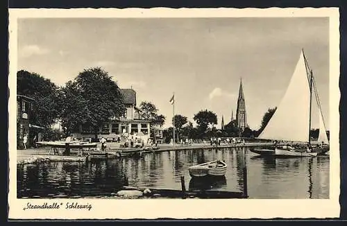 AK Schleswig, Gasthaus Strandhalle, Bes. August Jochimsen