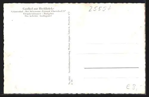 AK Grünenthal i. Holst., Gasthof zur Hochbrücke, Bes. Störmann, Zufahrtsweg zum Kanal, Nachzucht-Sammlung