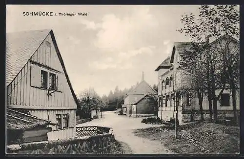 AK Schmücke i. Thüringer Wald, Ortspartie mit Gasthaus