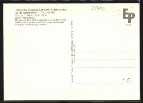 AK Friedrichstadt, Marktcafe Altes Amtsgericht, Restaurant, Markt 12, Inh. Uwe Hass