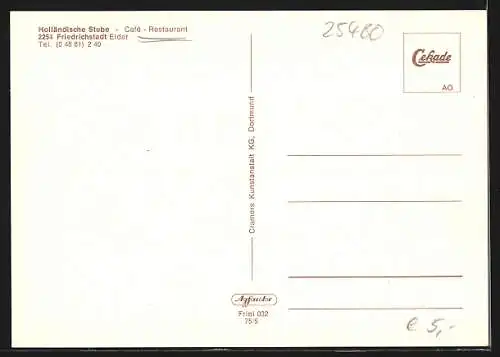 AK Friedrichstadt /Eider, Restaurant Holländische Stube mit Regentenkammer und Bovanzaal
