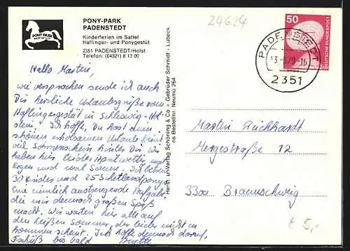 AK Padenstedt /Holst., Pony-Park, Badestrand, Pferdestall und Ausritt