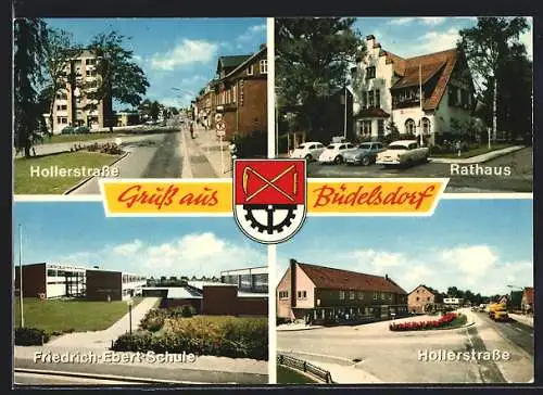 AK Büdelsdorf, Hollerstrasse, Rathaus, Friedrich Ebert-Schule