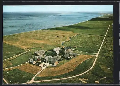 AK Hallig Langeness, Ketelswarf vom Flugzeug aus