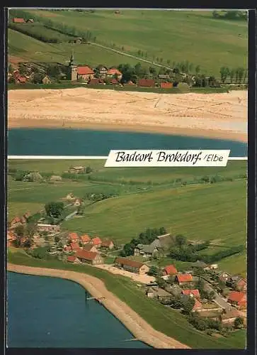 AK Brokdorf a. Elbe, Ortsansicht mit Strandpartie