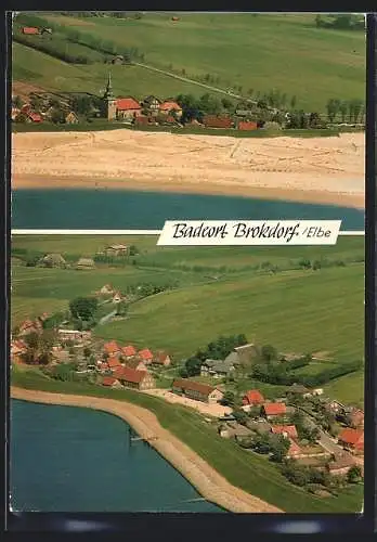 AK Brokdorf a. Elbe, Ortsansicht mit Strandpartie