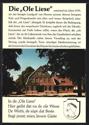 AK Panker /Holst., Gasthaus-Hotel Ole Liese H. Schlör, Wappen