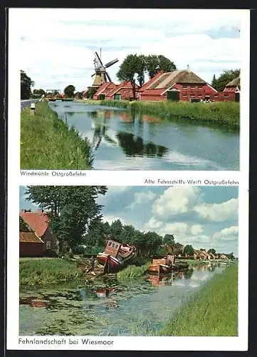 AK Ostgrossefehn, Windmühle, Fehnlandschaft bei Wiesmoor