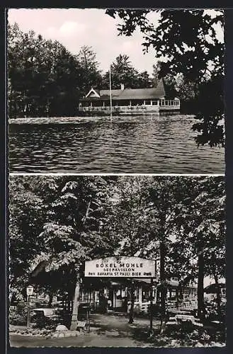 AK Dauenhof / Bokel, Das Gasthaus Bokel Mühle mit Terrasse am Wasser