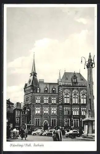 AK Oldenburg /Oldb., Rathaus mit dem Restaurant Ratskeller